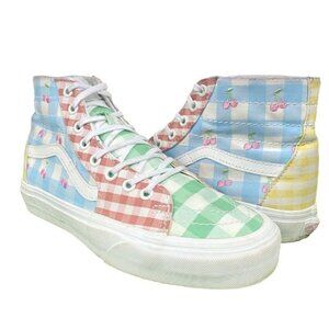 Vans Sk8 High Multicolor Gingham Cherry Tapered Checkerboard Womens Size: 7